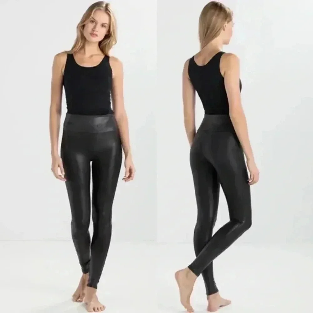 SPANX Faux Leather Leggings Black Size Medium